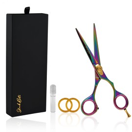Professional Hair Cutting scissors, Rainbow Color Sharp Razer Edge Barber Hair Cutting Shears Made Of Japanese Steel 6"