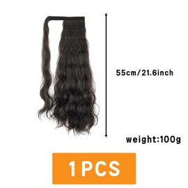 Curly Ponytail Extension Long Wave Natural Look Heat Resistant Hairpiece Wrap Pony Tails with Magic Paste for Women Girl 2320