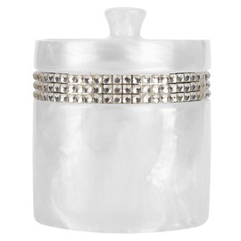 Innovative Resin Cotton Swab Toothpick Box Holder Jewelry Storage Container with Lid 11x8.5cmWhite