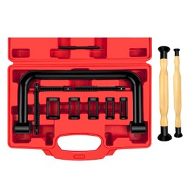 WETT Valve Spring Compressor Set, Engine Valve Spring Clamp Removal Tool with Valve Lappers, C Clamp Jaw, Hand Lever, Collet Pusher Adapters, Compatible with Car, Motorcycle, ATV, Engine Repair