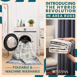 Istana Rugs 3x5 - Navy Rugs for Bedroom - Kid & Pet Friendly 3x5 Rug Non Slip - Non Shedding Area Rugs Living Room - Foldable Washable 3x5 Rug - Eco-Friendly Easy to Clean Bedroom Rug Small