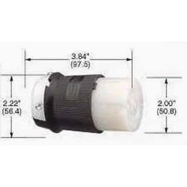 HUBBELL WIRING DEVICES - HBL2733 - Twist lock connector, 10 American wire gauge, 30 A, 480 VAC, black, brass, nickel plating, (H x Dia) 3.84 x 2 in., twist lock