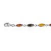 Multicolor Amber Sterling Silver Marquise Bracelet 17.5cm