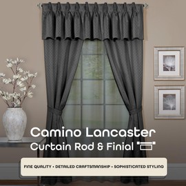 Decorative Window Curtain Rods with Finials, 66 to 120 Inches, 0.75 Diameter - Camino Lancaster - Lightweight & Easy to Install, Adjusts Telescopically to Fit Any Window by Achim Home Decor