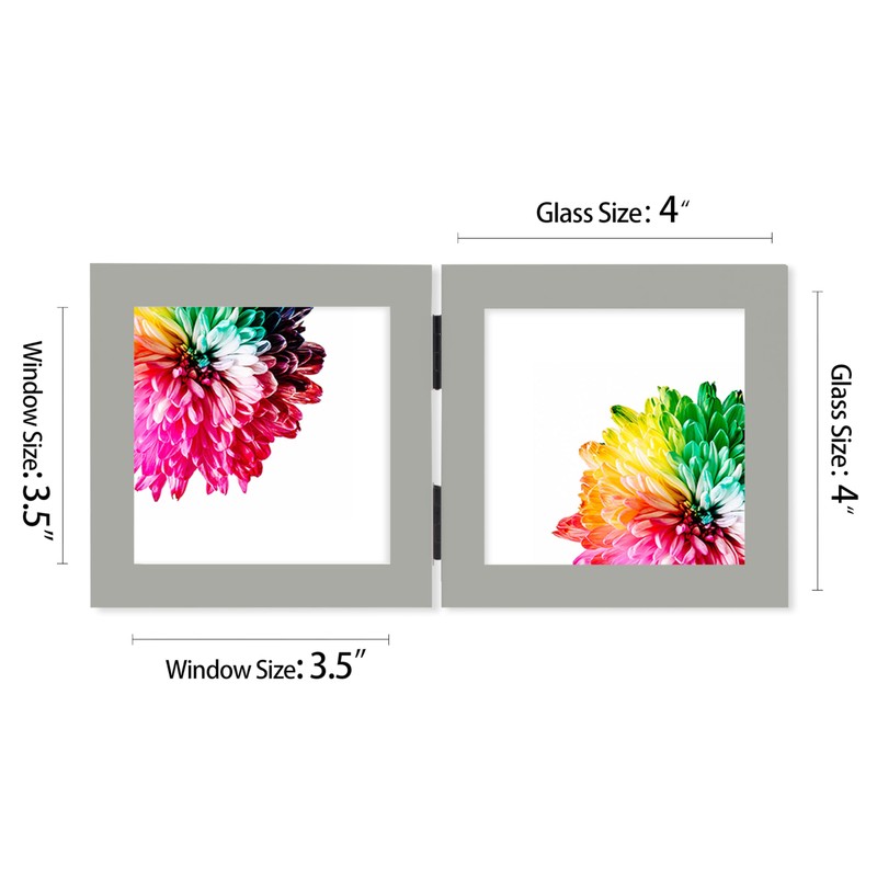 JD Concept Double 4x4 Square Combo, Grey Wood Picture Frame,