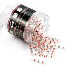 Camtek 200PCS Red Solder Seal Wire Connectors 22-18 AWG, Self Soldering Heat Shrink Wire Connectors Marine Grade Waterproof Insulated Electrical Butt Splice Wire Terminals for Automotive Boat Truck