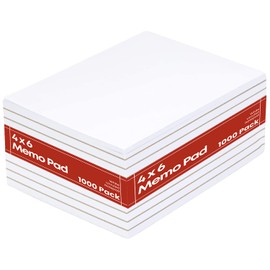 1InTheOffice White Memo Loose Sheets 4x6, Unruled, Plain White, 1000/Pack