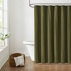 Brooklyn Loom Solid Cotton Percale Olive Green Shower Curtain, Solid