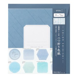Midori 33285006 Shikishi Color Shikishi Bifold with Seal/Envelope, Translucent, Navy Blue