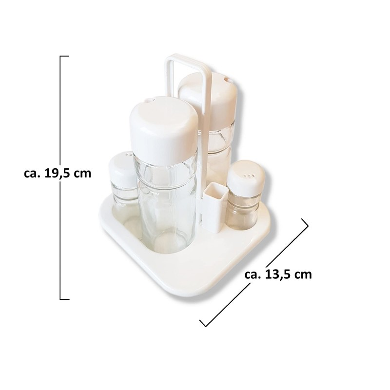 6-Piece Spice Rack Cruet Salt, Pepper, Vinegar Dispenser, Oil Dispenser