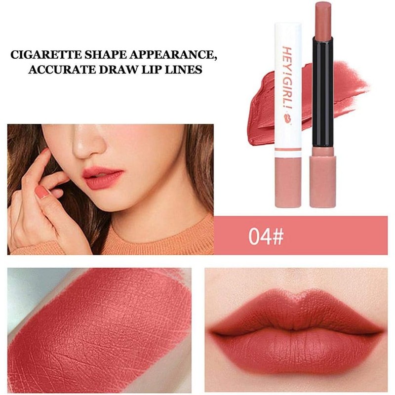 4pcs/set Lipstick Pack Set, Forma de Cigarrillo Mate de Larga