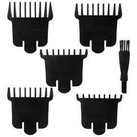INGQI Hair Trimmer Guards Set for Andis T Outliners, From 1/32-3/8 inch Snap-on Blade Attachment Combs Set, 5 Combs w/ 1 Brush