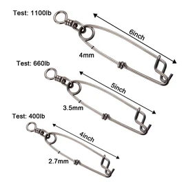 Longline Clips with Swivels Tuna Clips Stainless Steel Branch Hangers Snaps for Deep Sea Fishing Length 3.94"/4.91"/5.90" 10cm-5pcs