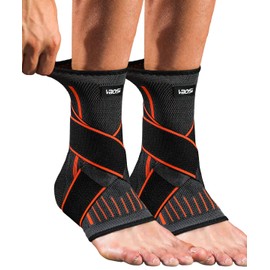 Kuzimua Pack of 2 Adjustable Ankle Brace & Ankle Brace Bandage Ankle & Foot Bandage for Plantar Fasciitis, Achilles Tendon, Sports, Orthopaedic Universal Left/Right (2 x Orange, M)