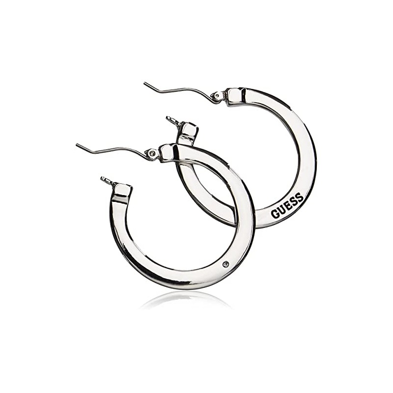 GUESS "Basic" Silver Logo Small Hoop Earrings