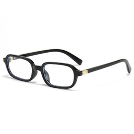 LJCZKA Rectangular Blue Light Filter Glasses Women Men Small Square Glasses Without Prescription Square Frame Anti-Fatigue Computer Glasses for TV, Gaming, black