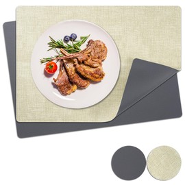 Placemats Set of 2 with Coasters Dual Sided Heat Stain Resistant Place Mats Faux Leather Table Mats Non-Slip Waterproof Oil-Proof Washable Wipeable Table Placemats for Dining Patio Table Kitchen