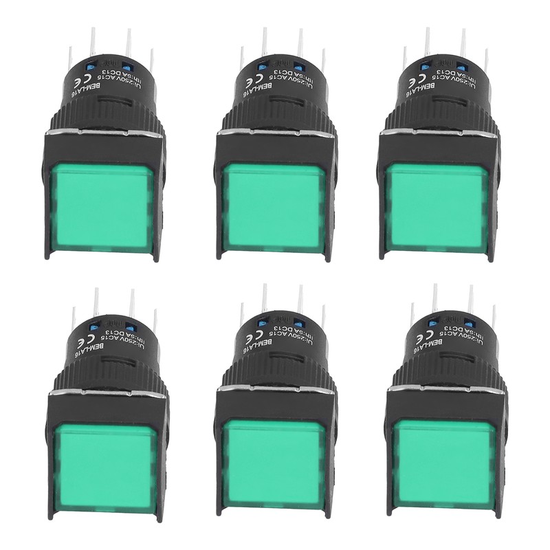 25PCS Push Button Switch with Light 16mm Square Self Locking