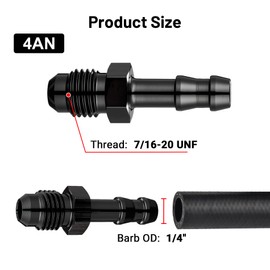 EVIL ENERGY 4AN Male to 1/4" Barb Push on Fitting Adapter Aluminum 2PCS