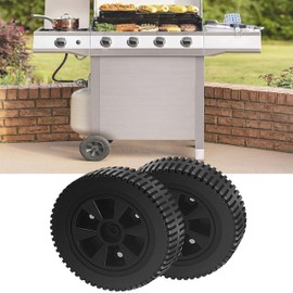 Grill Wheels Parts, 2 Pieces 6 Inch / 7 Inch Plastic Gas Grills Wheels Black Wheel Grill Replacement Parts BBQ Grill Replacement Wheels BBQ Wheel Kit for Charbroil (7 Inch)