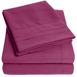 1500 Supreme Collection Twin Sheet Sets Berry Purple - 3 Piece Bed Sheets and Pillowcase Set for Twin Mattress - Extra Soft, Elastic Corner Straps, Deep Pocket Sheets, Twin Berry Purple