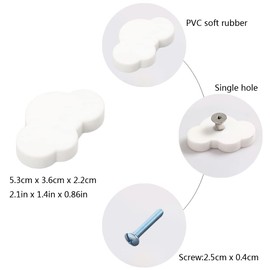 Nifocc Pack of 6 Children's Room Cabinet Knobs, Clouds Shape, Drawer Knobs, Soft Rubber Furniture Handle Knobs for Cupboards, Drawers, Wardrobe, Chest of Drawers,