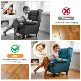 xxxHOLIC Non Slip Furniture Pads for Hardwood Floors, 4 * 4 Inch Brown, Set of 4, Rubber Bed Stoppers to Prevent Sliding, Furniture Coasters for Protecting Floors from Scratches and Reduce Noise