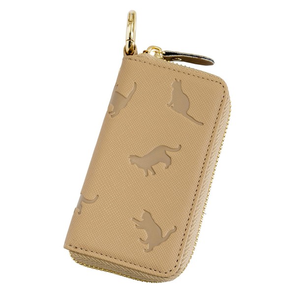 Mukojima Key Chain, Cat Key Case, Greige