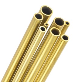 M METERXITY 300mm真鍮丸管、2mm 2.5mm 3 mm 3.5mm 4mm 4.5mm 5mm 5.5mm OD 0.5mm壁厚真鍮シームレス直管チューブ、建設/加工/DIYクラフト用[8パックセット]