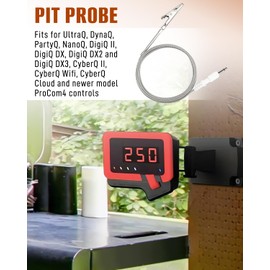 ULXIOM 4 Foot High Temperature Pit Probe with Straight Plug Stainless Steel Grill Holder Clip Fits for UltraQ DynaQ PartyQ NanoQ DigiQ CyberQ Controls (Silver)