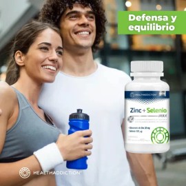Healthaddiction - Zinc + Selenio Max - Suplemento Alimenticio Con Minerales Esenciales - Apoyo Nutricional Diario - 2 Frasco Con 60 Cápsulas De 400 Mg - Libre De Aditivos Artificiales