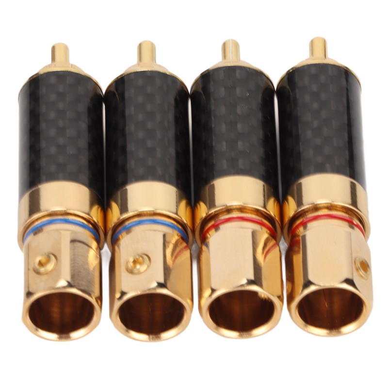 4Pcs RCA Sound Plug Carbon Fiber Gold Plated Oxidation Resistance