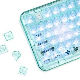 CoolKiller Clear Keycap Set, 142 Full Keys for Mechanical Keyboard Compatible with 60%, 65%, 75%, Full-Size Transparent PC Material CSA V2 Profile Custom Keycaps, Summer Lemon Theme