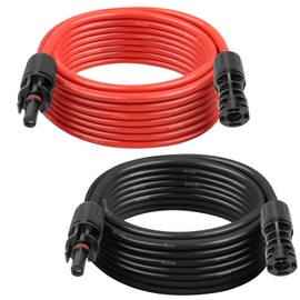 Solar Panel Extension Cable - 8AWG 25FT Solar Wire with Female & Male Waterproof Connector PV Wire for RV, Photovoltaic Systems, Home, Boat, Solar Panels, Car(25 Feet Red + 25 Feet Black)