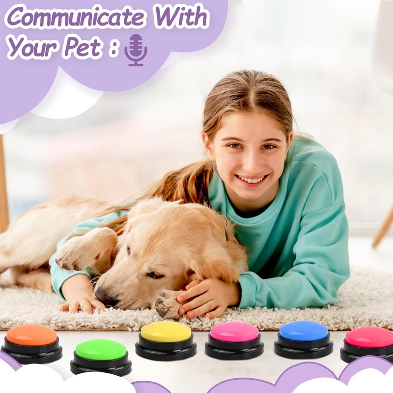 Pack of 5 Pet Communication Buttons, Dog Answer Buzzer Summer,