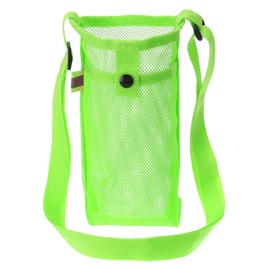 PATIKIL 22mmx13mm Water Bottle Bag, Mesh Portable Bottle Holder Carrier Adjustable Shoulder Strap for Sports Hiking Camping, Dark Green