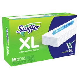 Swiffer Sweeper Dry Sweeping Pad Multi Surface Refills for X-Large Dusters Floor Mop, Unscented, 16 Count (Packaging May Vary)