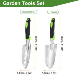 HARFINGTON 2pcs Garden Hand Shovels 11.8" Measurements Aluminum Transplanting Trowel Small Gardening Hand Tools for Planting, Green
