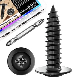 mxuteuk #8×3/4" Black Wood Screws,Black Stainless Steel Wood Screws,Phillips Modified Truss Head Black Screws for Wood,Metal Wood Screws (210PCS)