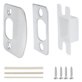 HARSKIYER Door Latch Strike Plate, Stainless Steel Door Lock Plate Repair Kit with Spacer Shim, Universal Security Striker for Fix Door Won’t Latch, Indoor or Outdoor Security Reinforcement (Silver)