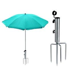 Hitopin Parasol Umbrella Stand, Lawn Spike Parasol Stand, Parasol Holder, Ground Spike Parasol Holder, Parasol Stand with Lawn Spike, for Beach, Grass, Sand, Garden Umbrella (Silver)