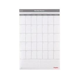 Staples 24-inch x 36-inch Monthly Dry-Erase Wall Calendar, Reversible, White/Gray, 2/Pack (ST60365-22VS)