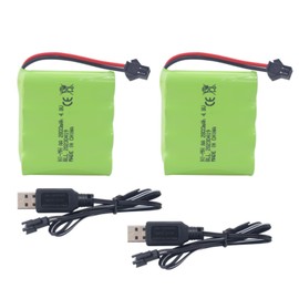 sea jump 2PCS 4.8V 2800mah AA Rechargeable Battery with SM-2P Plug and USB Charging Cable for E562 TD141 RC Car Toy Car Battery SY-E511 Remote Control Excavator Car Truck Engineering Car Battery