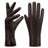 MGGMOKAY Women's Leather Gloves Touchscreen Cashmere Lined, Brown, L