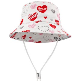 FenFang Children’s Sun Hat, Dinosaur Fishing Hat, Boys’/Girls’ Hat with Chin Strap, Bucket Hat, Beach Hat, for Spring, Summer, pink