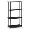 Furinno Turn-N-Tube 4-Tier Multipurpose Shelf Display Rack, Single, Dark Walnut