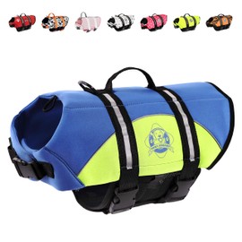 Paws Aboard Dog Life Jacket, Neoprene Dog Life Vest for Swimming and Boating - Blue/Yellow
