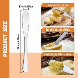 Better Butter Spreader Knife with Holes, Stainless Steel Butter Knives Set of 4, Butter Knife Spreader, Butter Slicer Cutter, Butter Curler Knife for Cold Butter, 3 in 1 Kitchen Utensils (Silver)