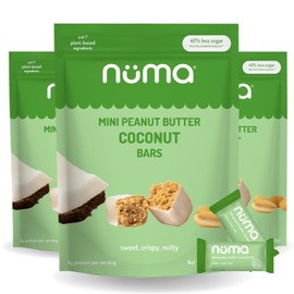 Numa Alimentos Mini Barras De Mantequilla De Cacahuete De Coco — Vegana, Baja En Azúcar, Alta En Proteínas, Todo Natural, Sin Gluten — Bocadillos Crujientes De Mantequilla De Cacahuete A Bas