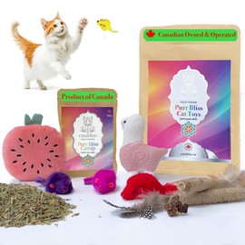Cat Toys Bundle Pack Lama Drama and Watermellon Wiggles Catnip Filled Bundle Pack, with 3 Mice and 2 Silvervine Sticks